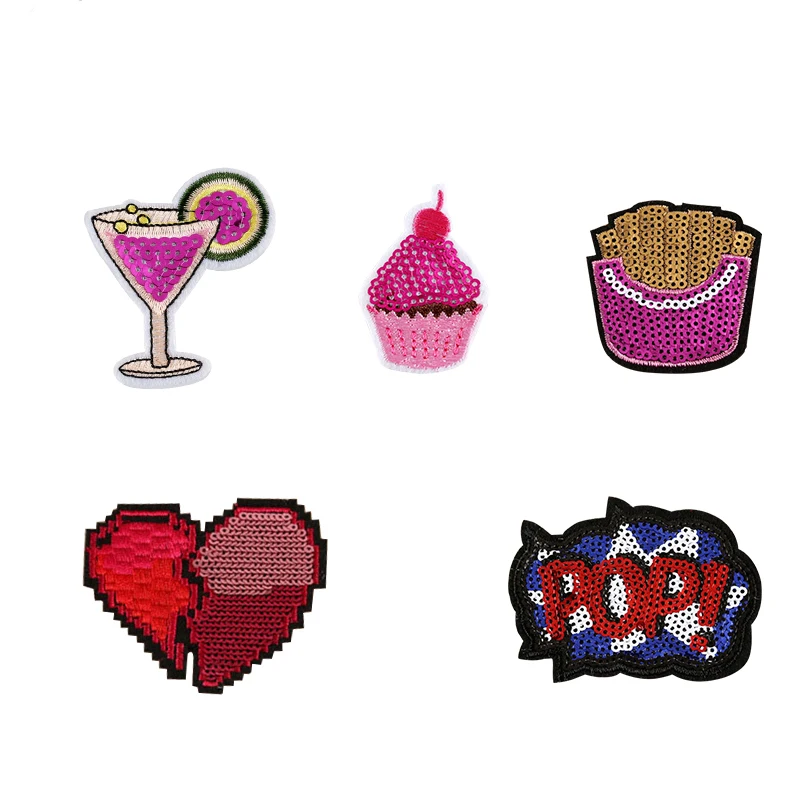 PF аппликация с пайетками Пластыри фруктов в полоску термо-наклейки Вышивка патч