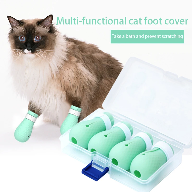 

4Pcs /Set Cat Foot Cover Protector Bathing Socks Sleeve Protector Anti-Scratch Pet Bath Anti-Scratch Boots Bathing supplies