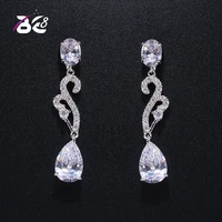 be 8 summer new fashion cz water drop shape lovely long earring bridal crystal wedding earrings for brides e381