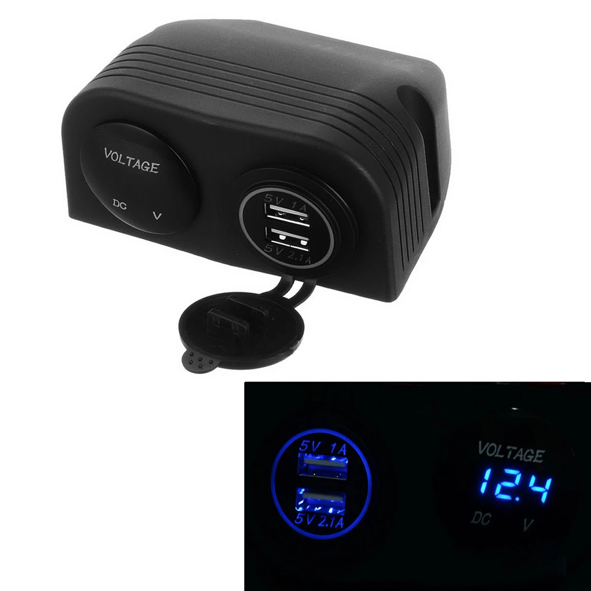 DC 12 V-24 V светодиодный цифровой вольтметр+ Dual USB Мощность гнездо Панель 2.1A/1A USB Зарядное устройство для автомобилей Boat Rv мотоцикл зеленый синий и красный цвета