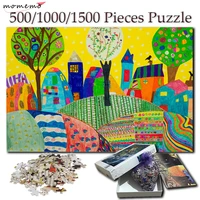 momemo city home wooden jigsaw puzzle 1000 pieces hand painted 500 1000 1500 pieces adults puzzle toys puzzle games for children