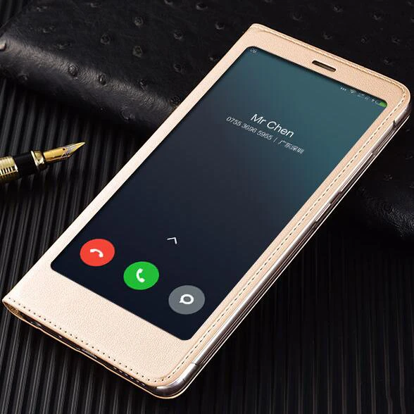 Золотой Искусственная кожа xiaomi Mi A2 lite чехол xiaomi 6X redmi 6 pro Чехол Флип-кожаное окно фронтальная защита из легкоплавкого стекла смарт-чехол для телефона - Цвет: Золотой