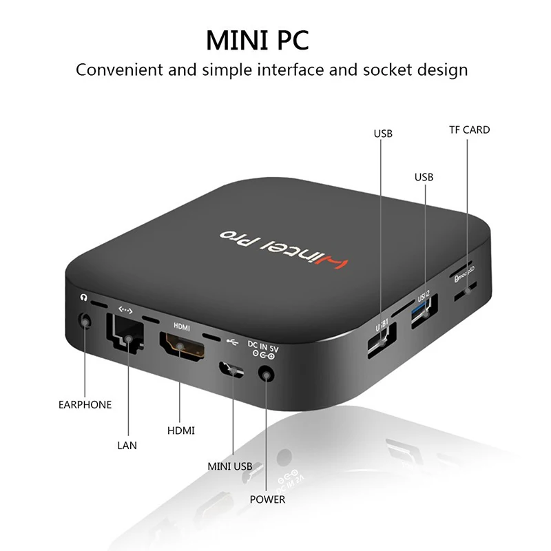 W8 Pro Box ТВ мини ПК intel atom X5 Z8350 1 92 ГГц четырехъядерный процессор 2 ГБ/32 ГБ с WI FI BT4.0 RJ45