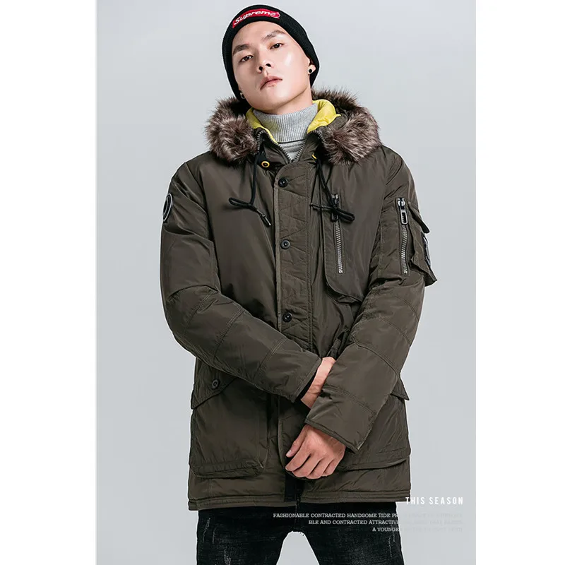 Средний стиль зимняя новая модная Молодежная мужская толстовка хлопковое пальто
