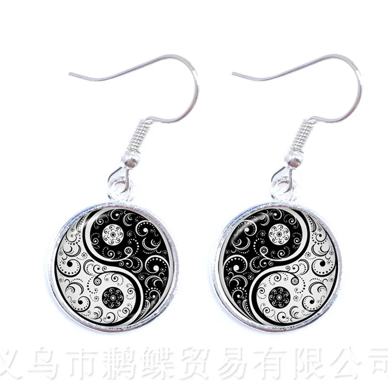 Серьги-подвески Tai Chi Yin Yang в классическом стиле женские круглые ювелирные