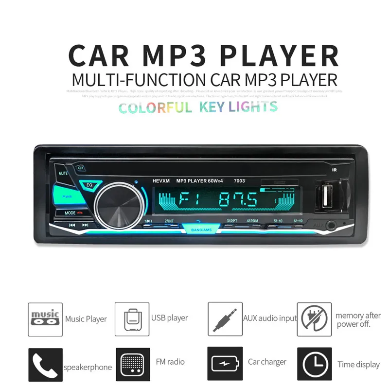 Автомобильный радиоприемник 12 В Bluetooth авто стерео аудио плеер AUX IN FM MP3 USB