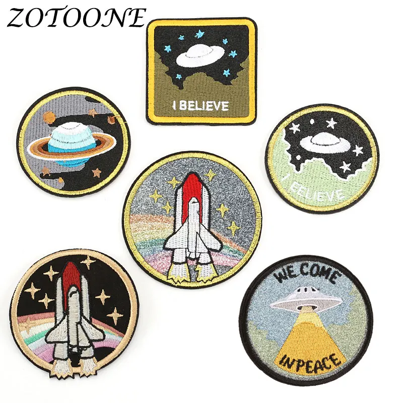 ZOTOONE сделай сам железная нашивка для одежды круглая вышивка планеты НЛО космос