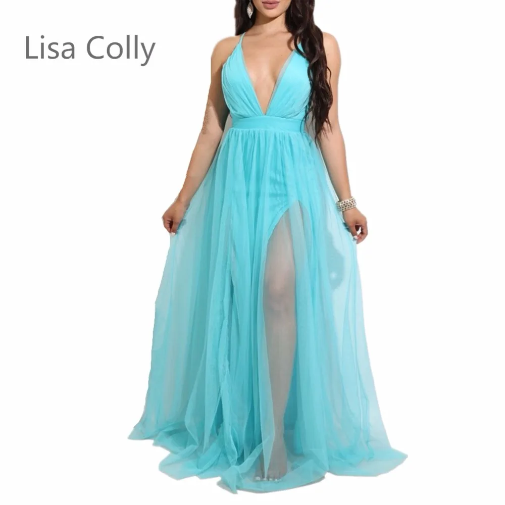 Женское шифоновое платье однотонное сексуальное прозрачное Сетчатое с глубоким