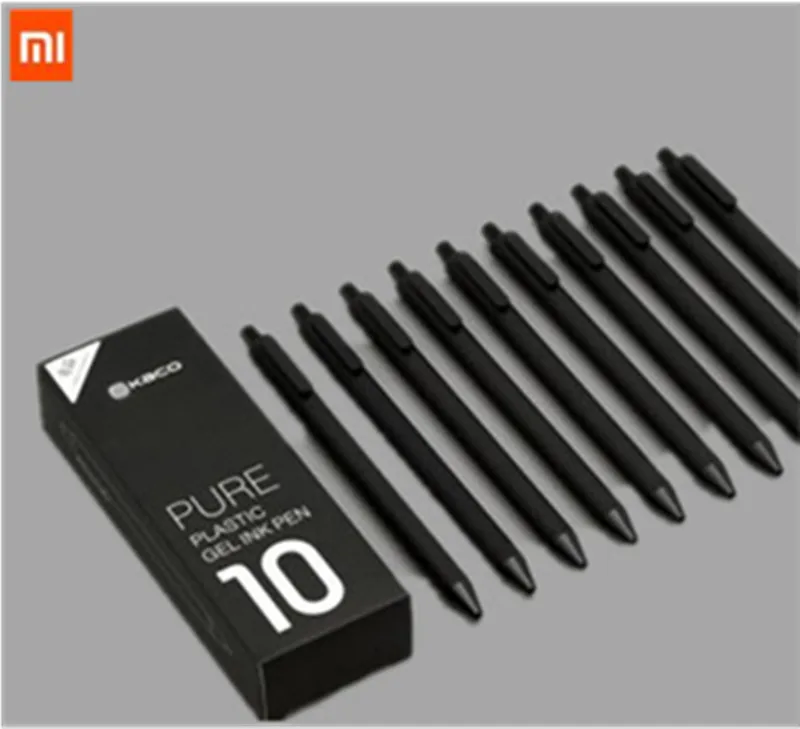 10 шт./упак. ручка Xiaomi KACO чернильное перо 0,5 мм, длина записи 400 м, Черные ABS пластиковые гладкие чернила для студентов/офисных работников оптом