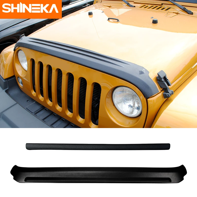 SHINEKA Car Front Grilles Cover Rear Stone& Bug Deflector Hood Wind Air Deflector Shield Sand Block for Jeep Wrangler JK 07-17