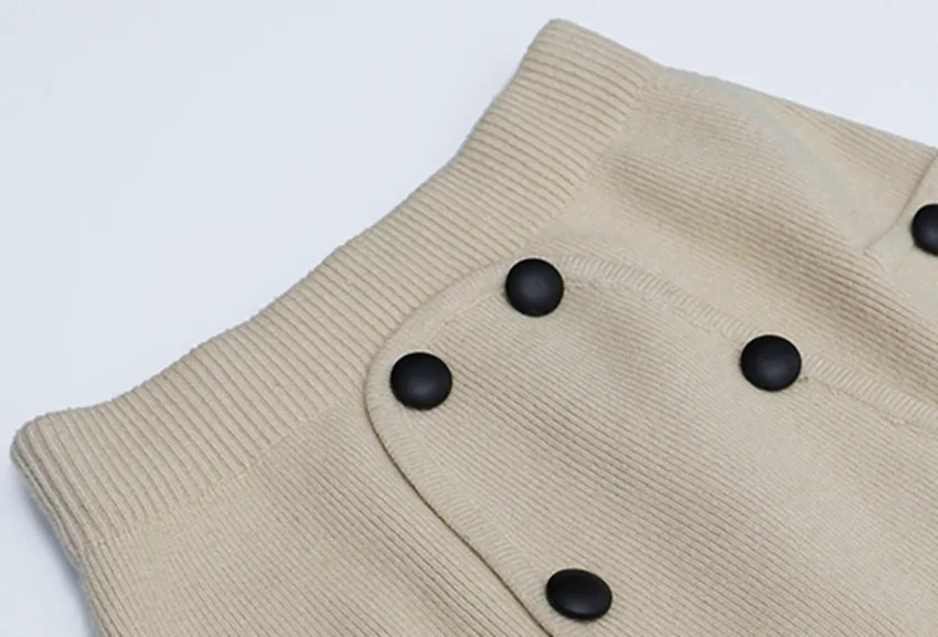 

JSXDHK Knitted Women 2 Piece Set Autumn Winter Long Sleeve Knitting Striped Thick Sweater Tops + Short Button A Line Skirt Suits