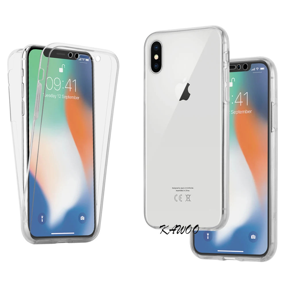 360 градусов Полная защита Прозрачный мягкий силиконовый чехол для iPhone X 7 Plus 8 6S SE 5C 4S противоударный передний задний гелевый Чехол для телефона