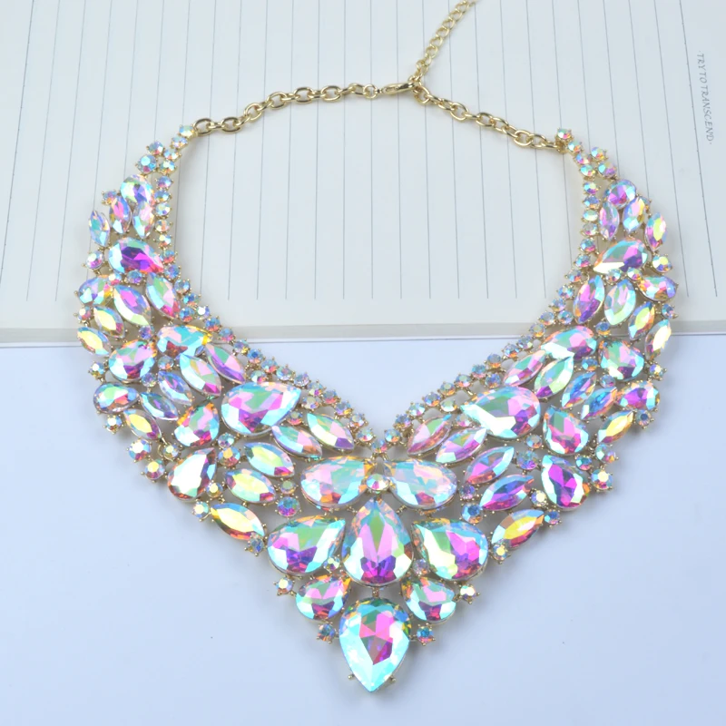Женский Свадебный комплект из колье и серёг с кристаллами|necklace and earring set|bridal wedding