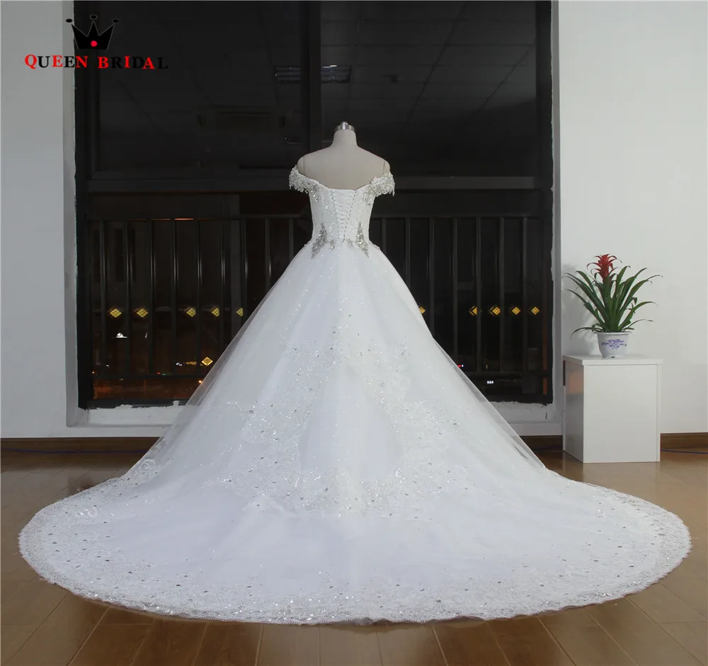 С открытыми плечами тяжелое бисерное свадебное платье robe de mariee на заказ кружевные бисерные Свадебные платья с кристаллами WA50