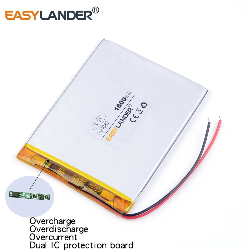Taipower плоский аккумулятор литий-полимерный 306887 1900 мАч 3 7 в для GPS DVR игрушки mp3 MP4 MP5