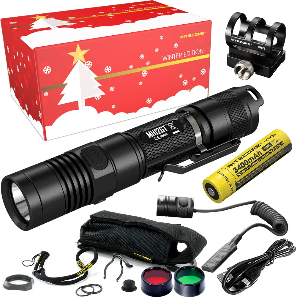 Скидка NITECORE MH12GT Охота праздничный подарок набор 1000 лм USB Перезаряжаемый Фонарик