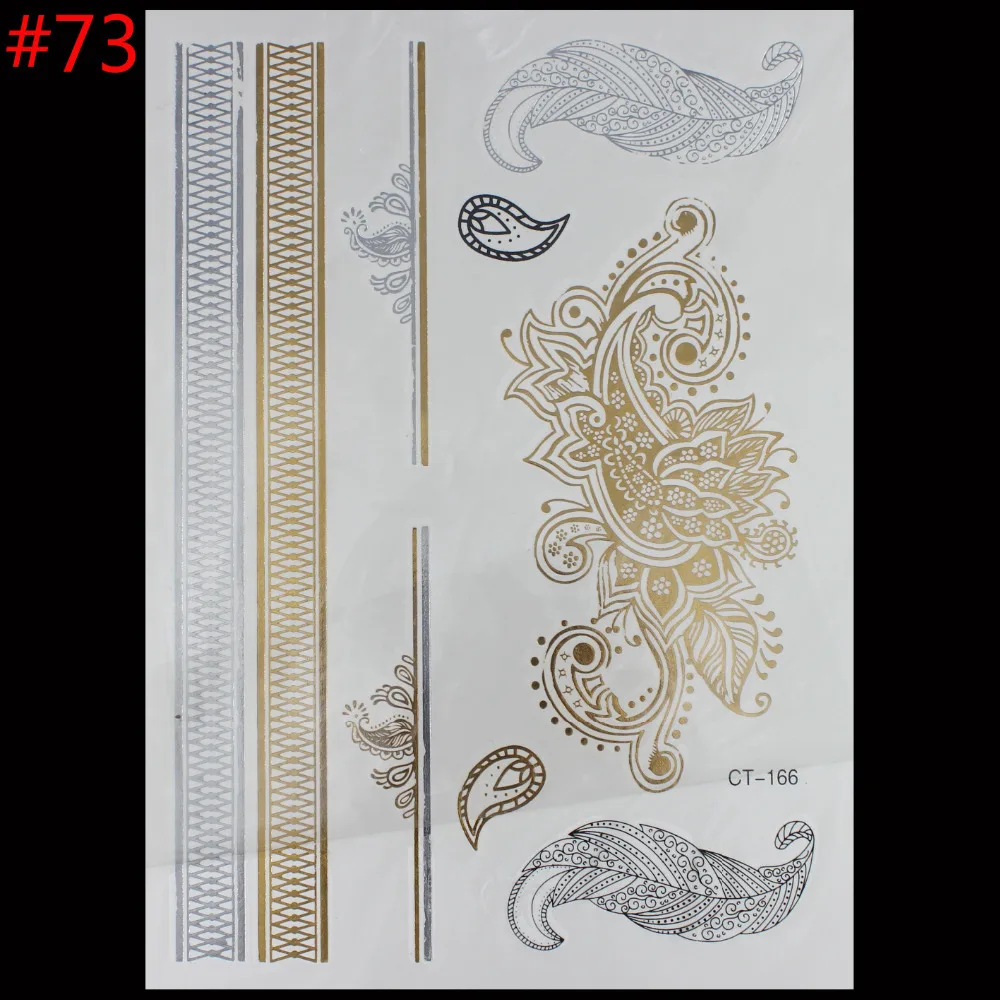 Новый стиль боди-арт тату-наклейки блестящие металлические золотые серебряные