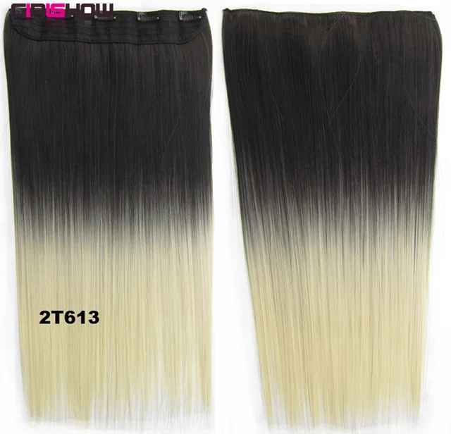 GS666 Color 2T613 5 клипов на Dip краситель Омбре тени Синтетические прямые пряди двухцветный парик расширение, 36 цветов доступны 130 г, 60 см, 10 шт./партия - Цвет: GS666 Color 2T613