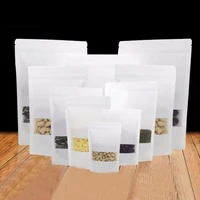 50pcs white paper bags kraft paper bag with window for giftsweddingcandytea kraft bags crafts stand up ziplock packing bag