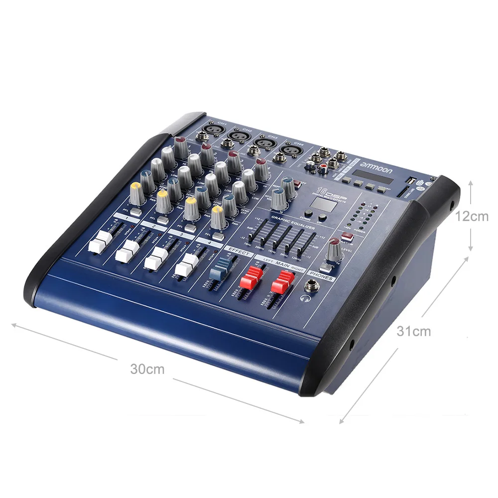 Ammoon PMX402D-USB 4 канальный цифровой линия для микрофона аудио микшерный пульт 16 встроенными звуковыми эффектами для Запись для ди-Джея свет для сцены парти караоке