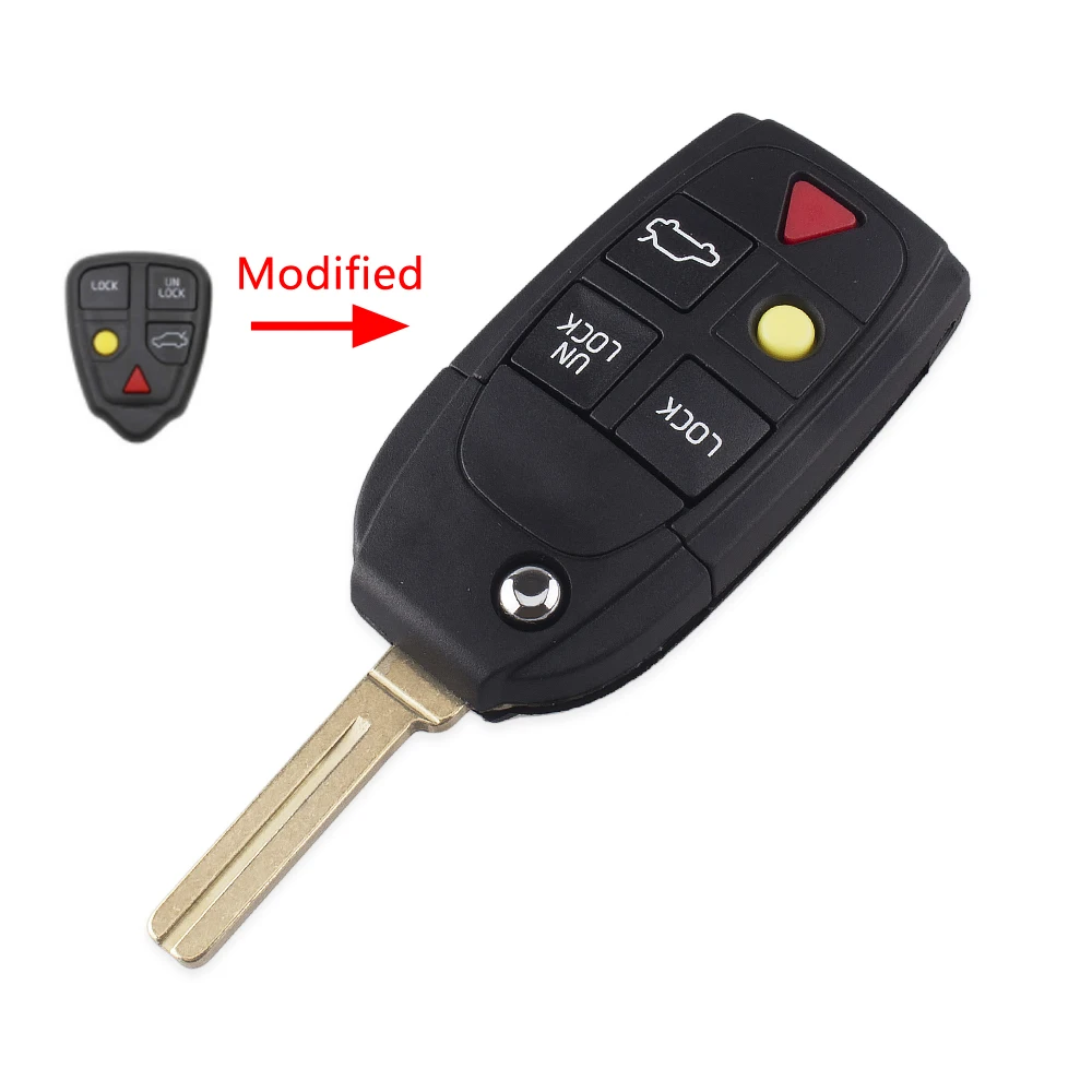 4 plus 1 buttons Dandkey корпус автомобильного ключа дистанционного управления чехол модифицированный ключ для Volvo XC70 XC90 V40 V50 V70 V90 C30 C70 S40 S60 S70 S80 брелок для детей 2, 3, 4, 5, кнопки - Цвет: 4 plus 1 buttons
