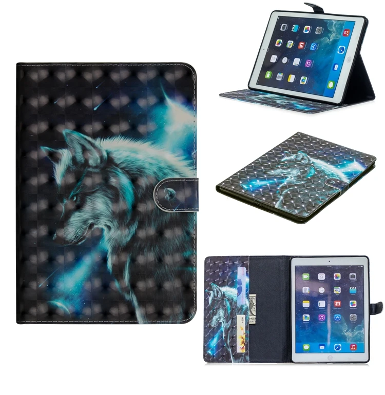 СПС Coque iPad Air Чехол милый Кот Волк кожаный чехол-книжка для телефона с кошельком и Чехлы для iPad Air A1474 A1475 A1476 iPad 5 чехол Etui Capinha