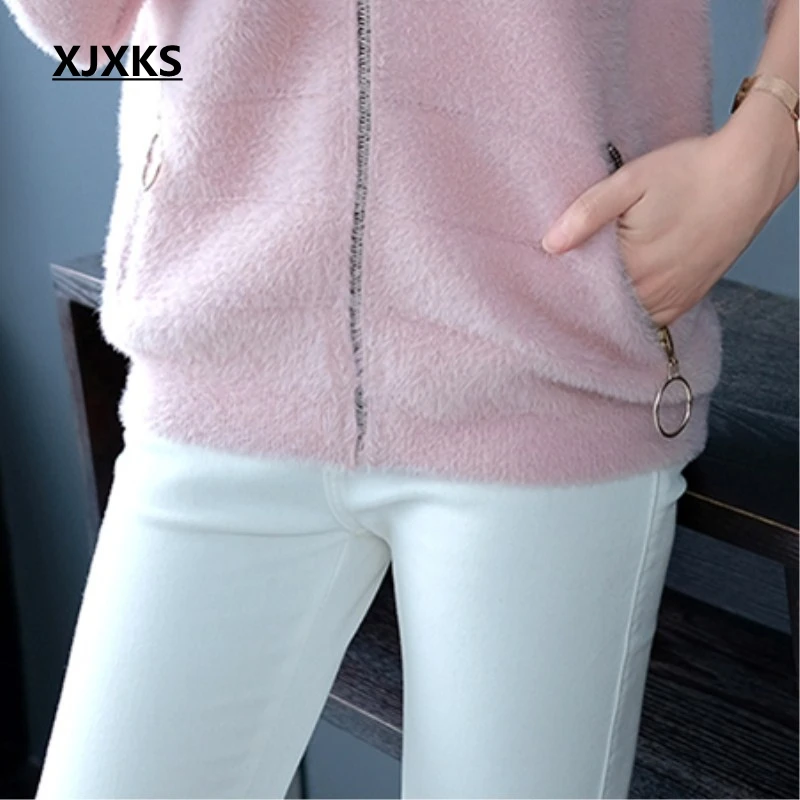 XJXKS Casaco Feminino осенняя куртка женская одежда удобные женские пальто с капюшоном и
