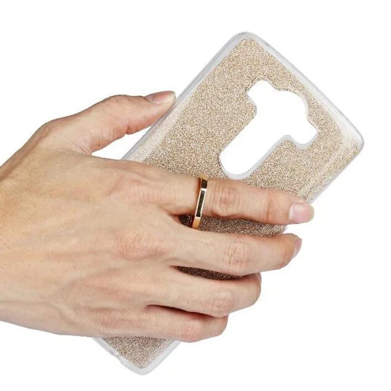 New Cover Phone Case For LG V10 V 10 5.7&quot Soft TPU Silicone Transparent Back Shell Flash Shine Glitter Powder Finger Ring Stent |