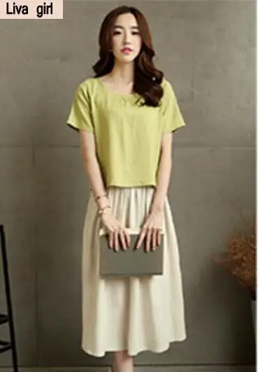 2017 лето новый леди свободные повседневная шею с коротким рукавом два набора