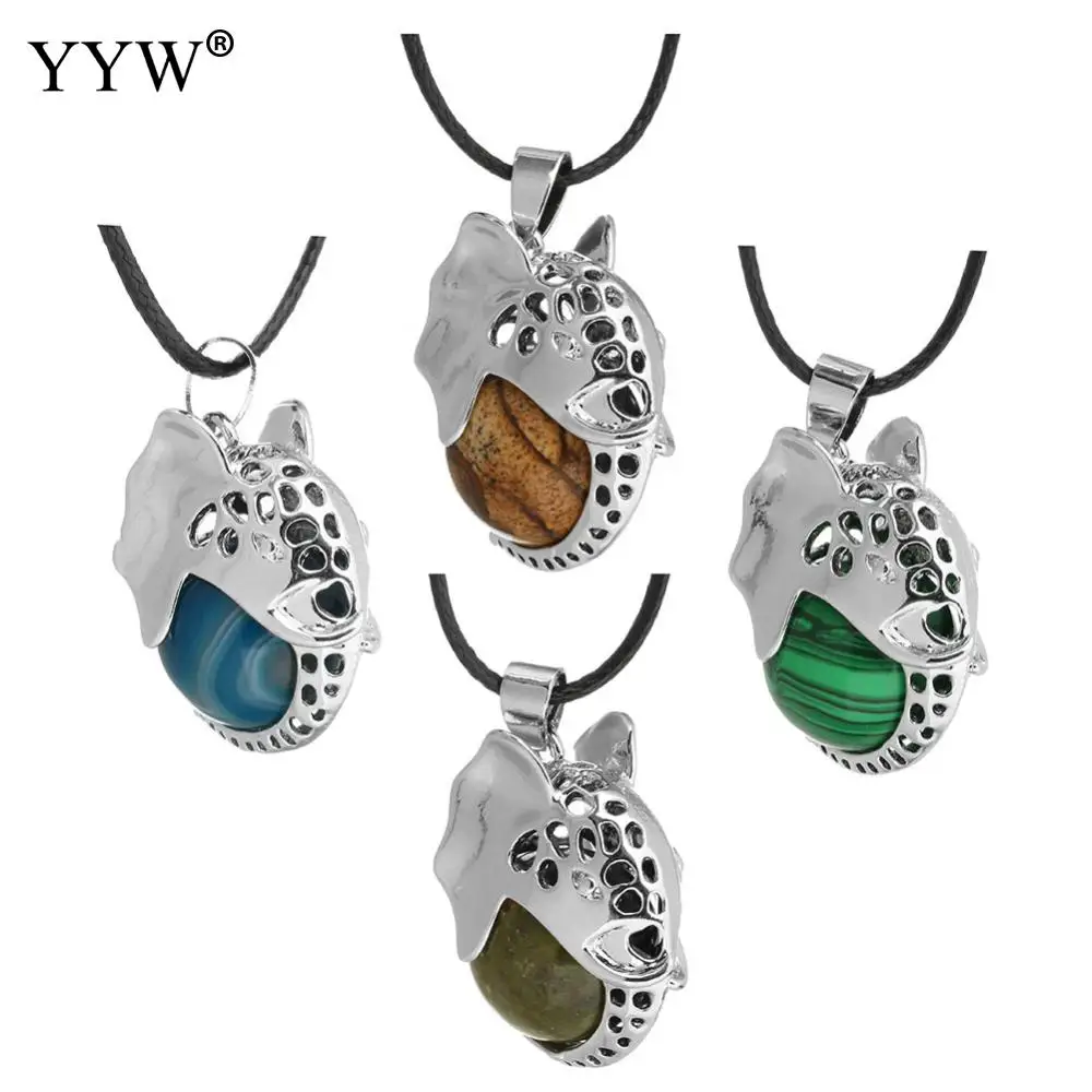 Collier Mix Color Elephant Pendant Necklace Natural Stone Choker Sale Leather Chain Necklaces Cute Gifts for Mother Gift | Украшения и