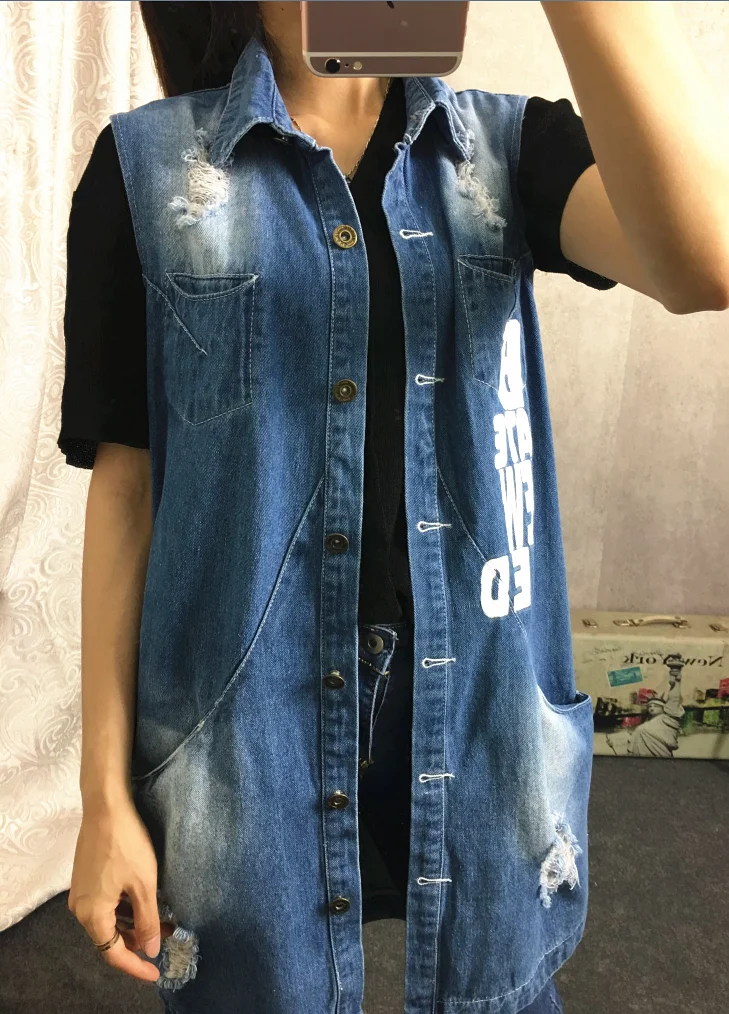 Большие размеры 9XL, осенняя Длинная женская джинсовая куртка, пальто с дырками и надписями, повседневные свободные джинсы, куртки, женская верхняя одежда, ветровка