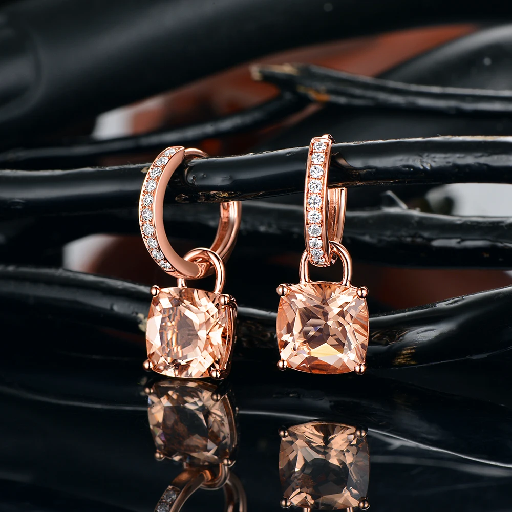 Бесплатная доставка 4.31ctw морганит Diamond Drop Длинные висячие серьги реального 18kt