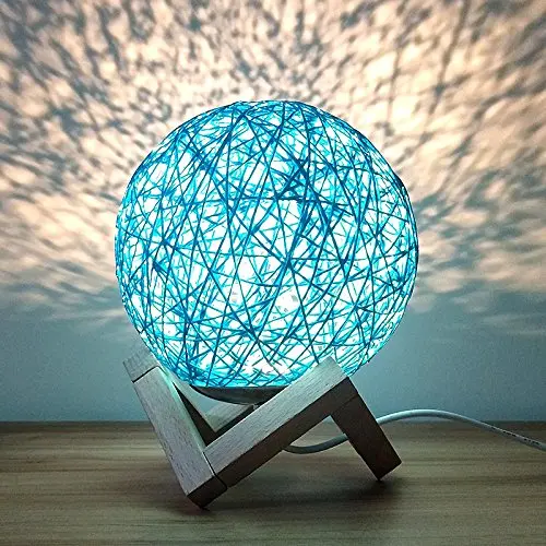 15 см, Диммируемый ротанговый шар, прикроватная лампа, USB, для помещений, 3D, лунная лампа, светодиодный светильник Nigth, идеальный подарок для детей, спальни, гостиной - Испускаемый цвет: Синий