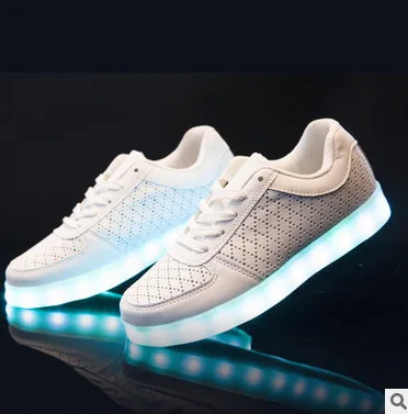 High Quality Eur Size 27-46 7 Colors Kid Luminous Sneakers Glowing USB Charge Boys LED Shoes Girls Footwear Slippers White | Обувь