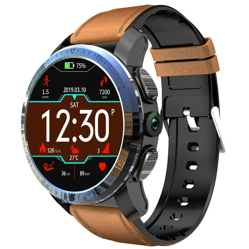 Brown leather Смарт-часы KOSPET Optimus Pro IP67 Dual 4G Смарт-часы Android sim-карта gps 3 ГБ 32 ГБ Bluetooth наушники наручные часы pk Hope Brave - Цвет: Brown leather