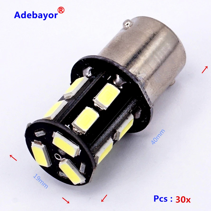 30X DC 12V led авто Стайлинг светильник ing s25 13SMD 1156 p21w ba15s лампы 13 светодиодов SMD 5630 5730
