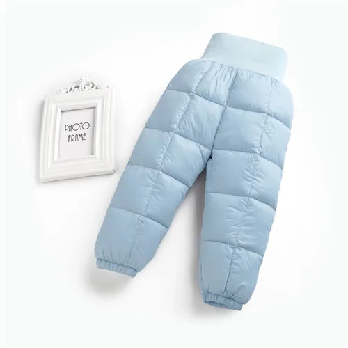 Небесно-голубой Infant Baby Girl Pants Winter Warm Baby Boy Pants Down Cotton Solid Newborn Pants Fashion Baby Toddler Trousers New - Цвет: Небесно-голубой