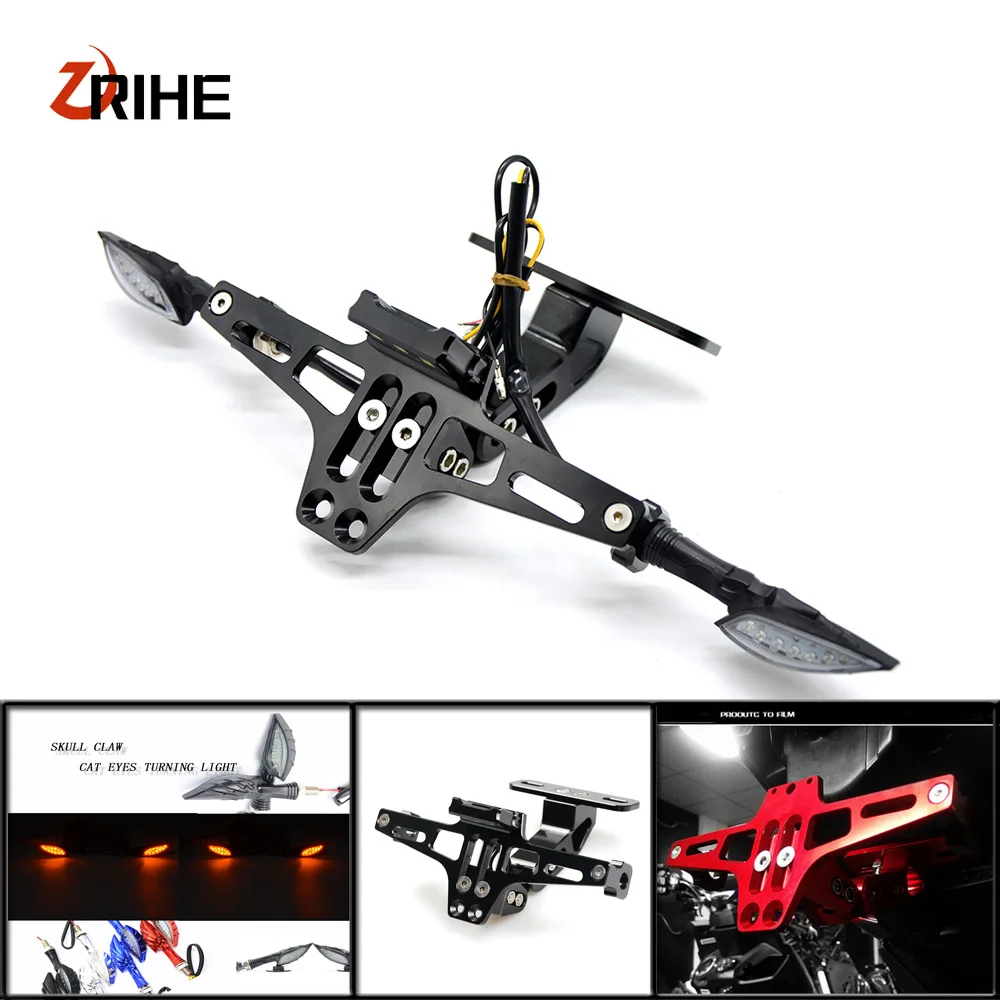 

for Yamaha Motorcycle CNC Rear License Plate bracket folding with LED Light FZ1 FZ6 FZ-07 FZ8 FZ-09 FZ-10 FZS1000 FAZER