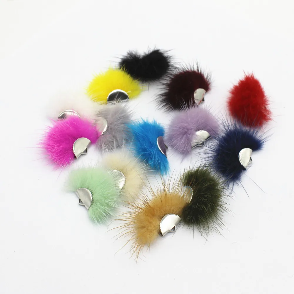 Серьги-кисточки из меха норки ручной работы 30 шт. 24*30 мм