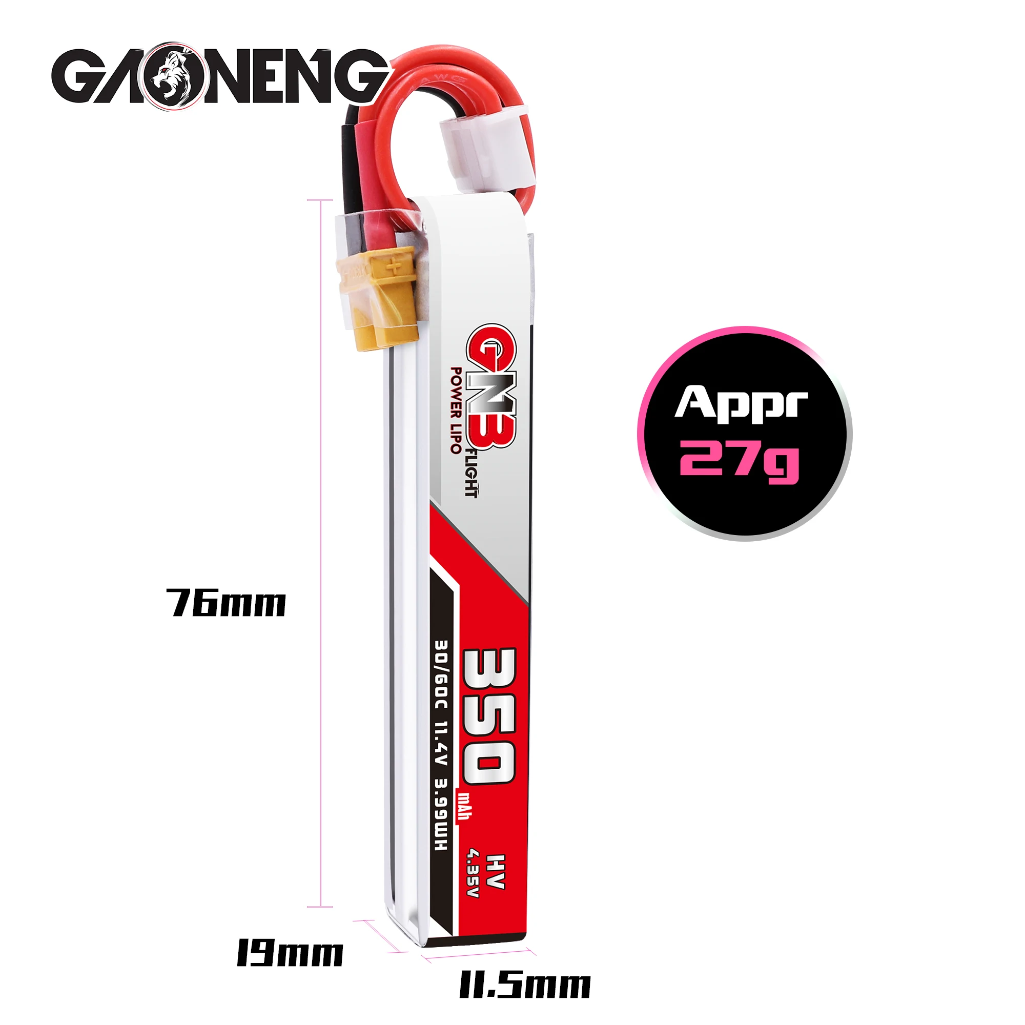 4 шт. Gaoneng GNB 3S 350 мАч 11 в HV 35 30C/60C Lipo батарея XT30 полная скорость TinyLeader RC FPV Racing Cine Whoop