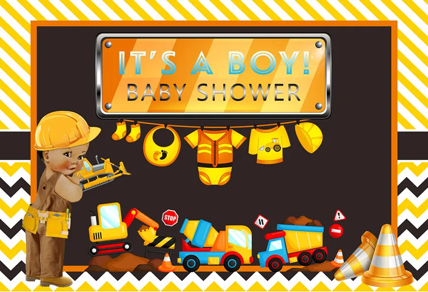 7x5FT 3 стиль под строительство зоны Baby Shower с днем рождения пользовательские фото