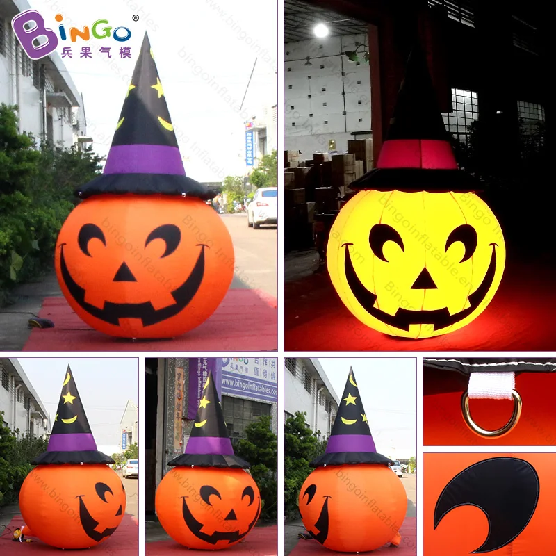 Halloween Decorative 3 Meters Tall Inflatable Lighting pumpkin Balloon With Magic Hat Party Event Inflated Toys- BG-F0083 | Игрушки и