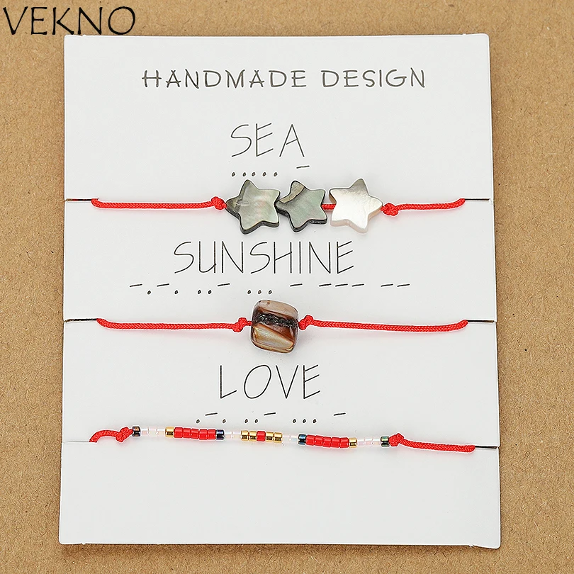VEKNO 3 шт./компл. нежный MIYUKI семена браслет Lucky Jewelry подарки Регулируемая Веревка
