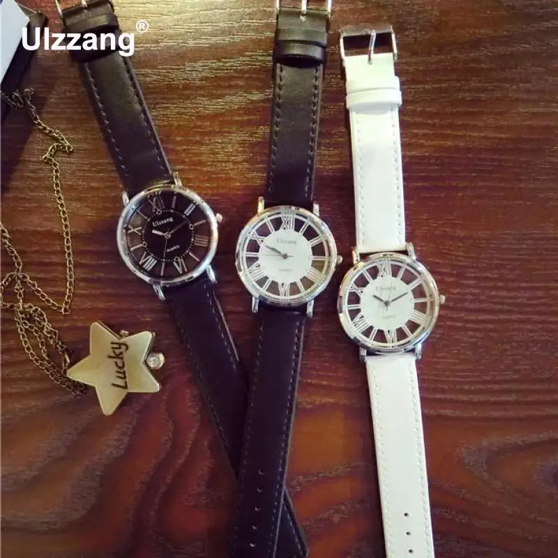 Оригинальные кварцевые часы Ulzzang с полым циферблатом в римском стиле из