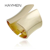 kaymen golden silver color metal smooth surface statement cuff bangle for women punk style girl loved fashion bangle bracelet