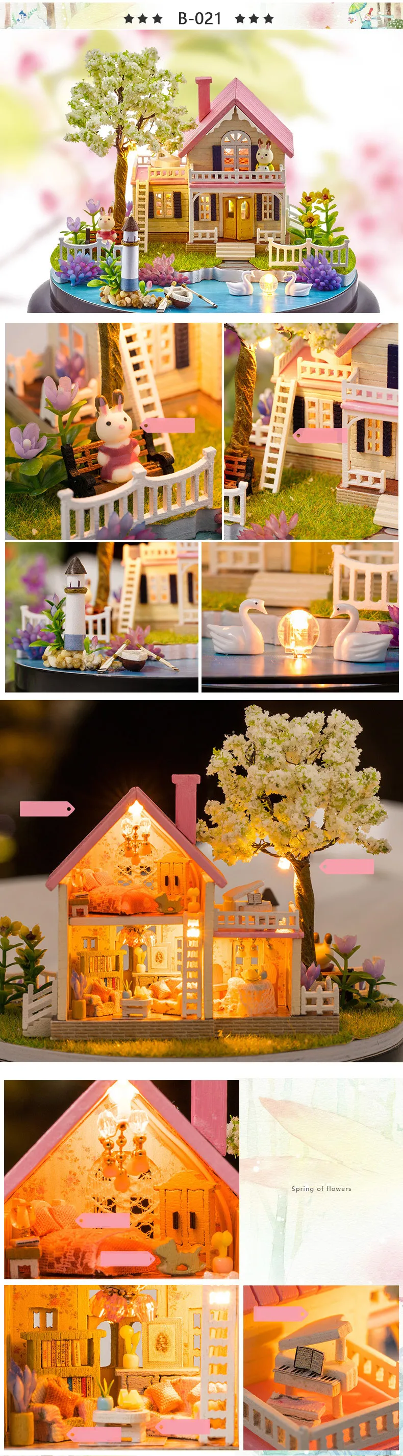 CUTEBEE кукольный дом Миниатюрный DIY кукольный домик с деревянная мебель для дома для детей подарок на день рождения настроение для любви игрушки B015