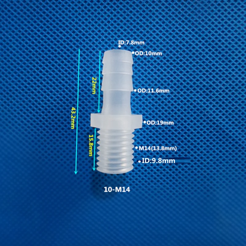 10-M14 50 шт M14/M16-3.9~ 16 пагода наружная резьба Straght разъем прозрачный белый Пластик Air насосная труба переходник для фитинга Agricultral - Цвет: 10-M14