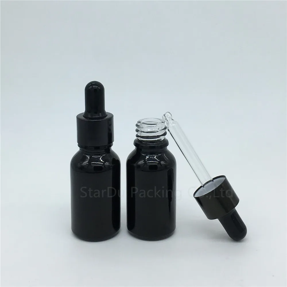 

480pcs/lot 15ml Empty Black Glass Essential Oil Bottle With Black dropper, 15CC Glass Perfume Bottle