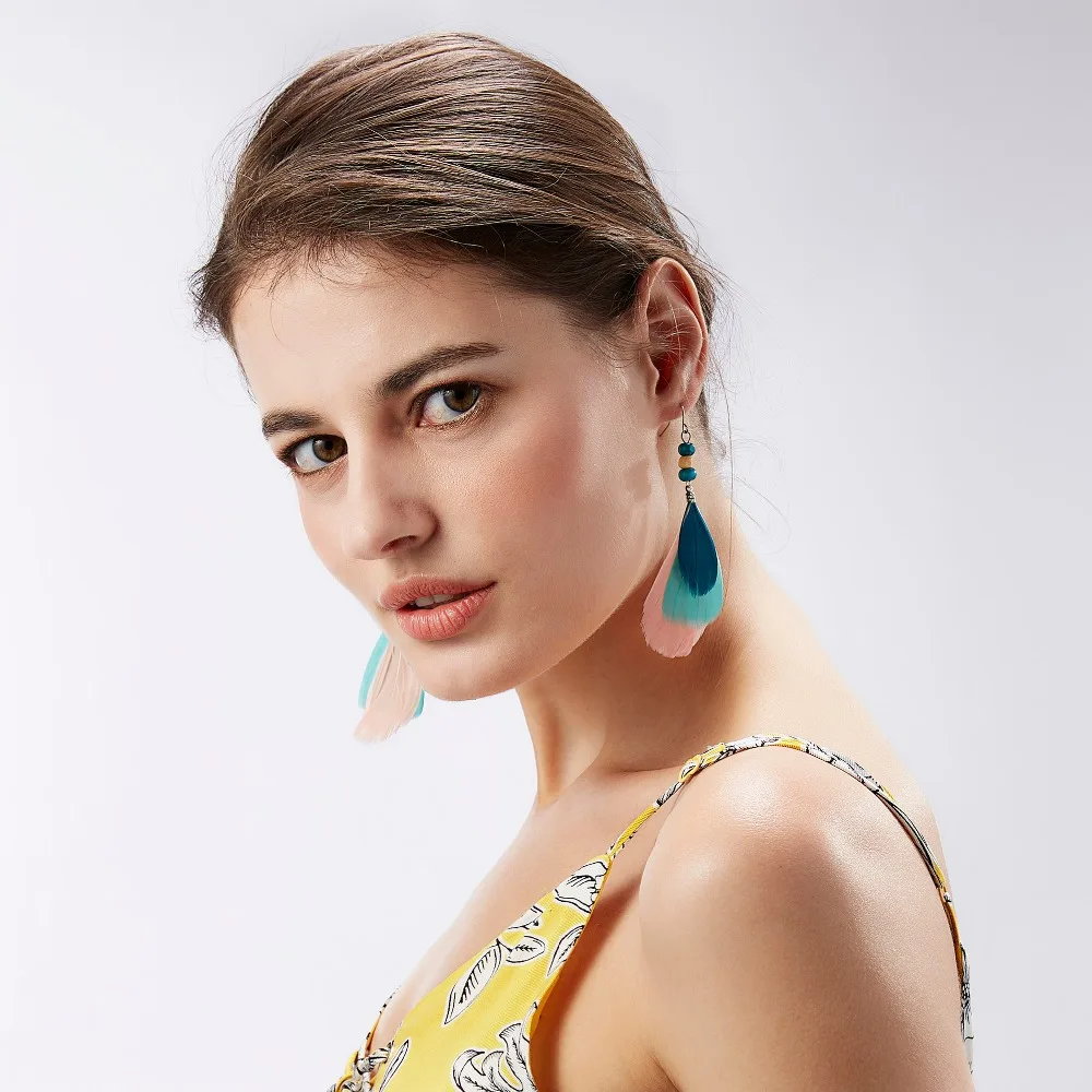 Rinhoo Bohemian Ethnic Long Statement Colorful Tassel Drop Earrings Boho Beads Fringe Earrings Women Fashion Dangle Earring