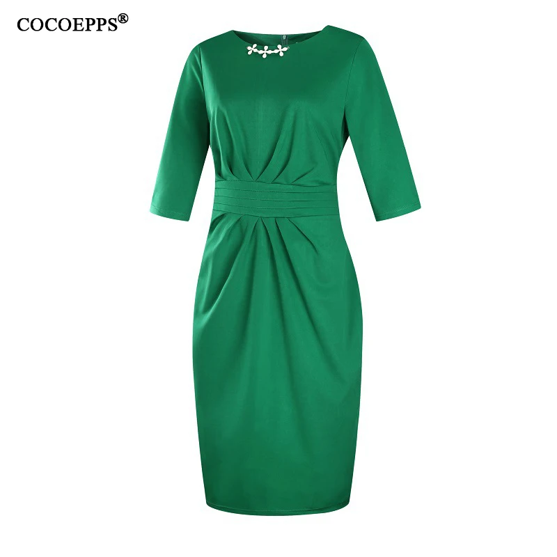 Женское облегающее Платье До Колена платье большого размера с круглым вырезом и